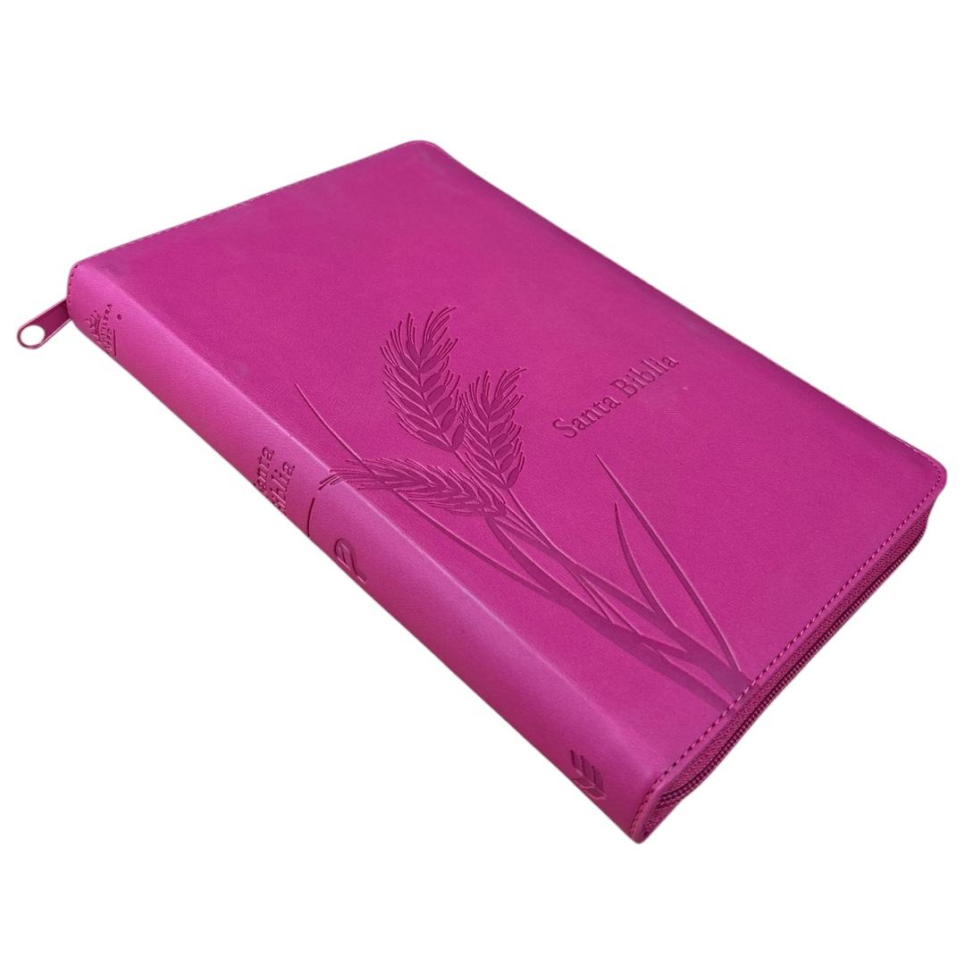 Biblia de promesas Rvr 1960 letra grande manual c/cierre fucsia