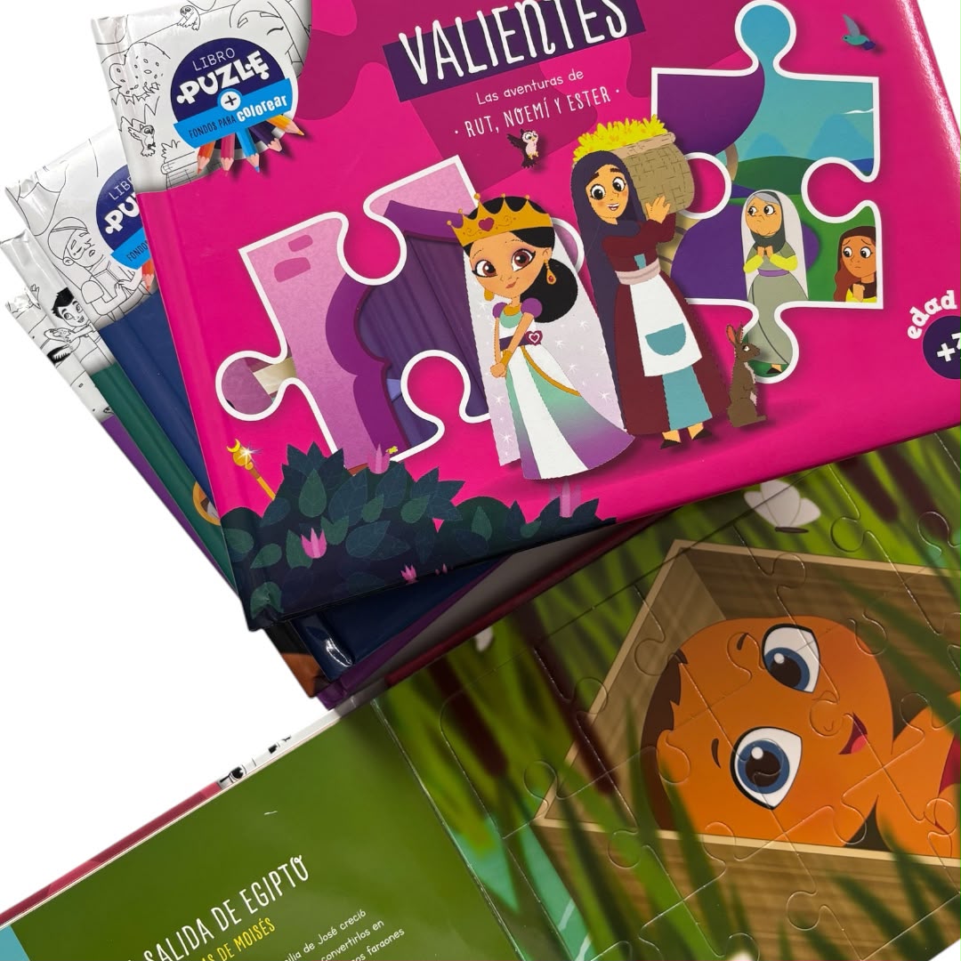 Libro Infantil Bíblico Puzle: Rompecabezas mas fondos para colorear