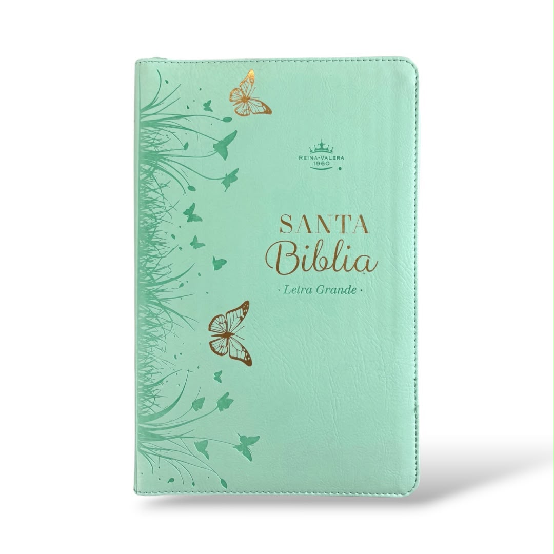 Biblia Rvr1960 obsequios y premios turquesa mariposa c/cierre