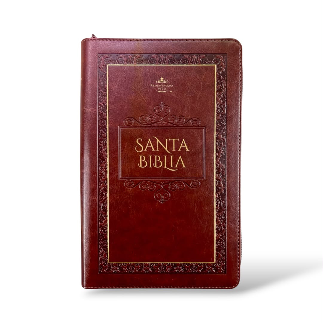 Biblia Rvr1960 obsequios y premios marron elegante imitacion piel c/cierre
