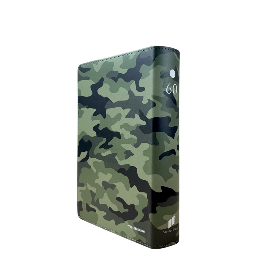Biblia Rvr1960 tamaño compacto imitacion piel canto plata diseño camuflaje