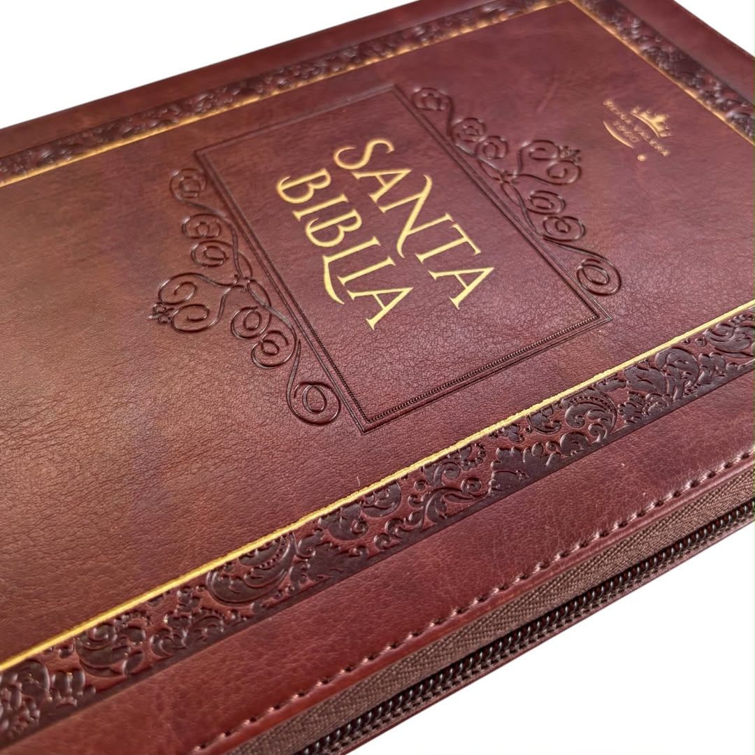 Biblia Rvr1960 obsequios y premios marron elegante imitacion piel c/cierre