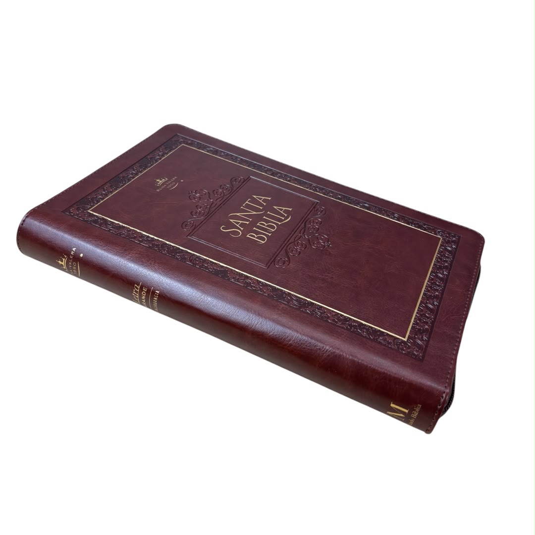 Biblia Rvr1960 obsequios y premios marron elegante imitacion piel c/cierre