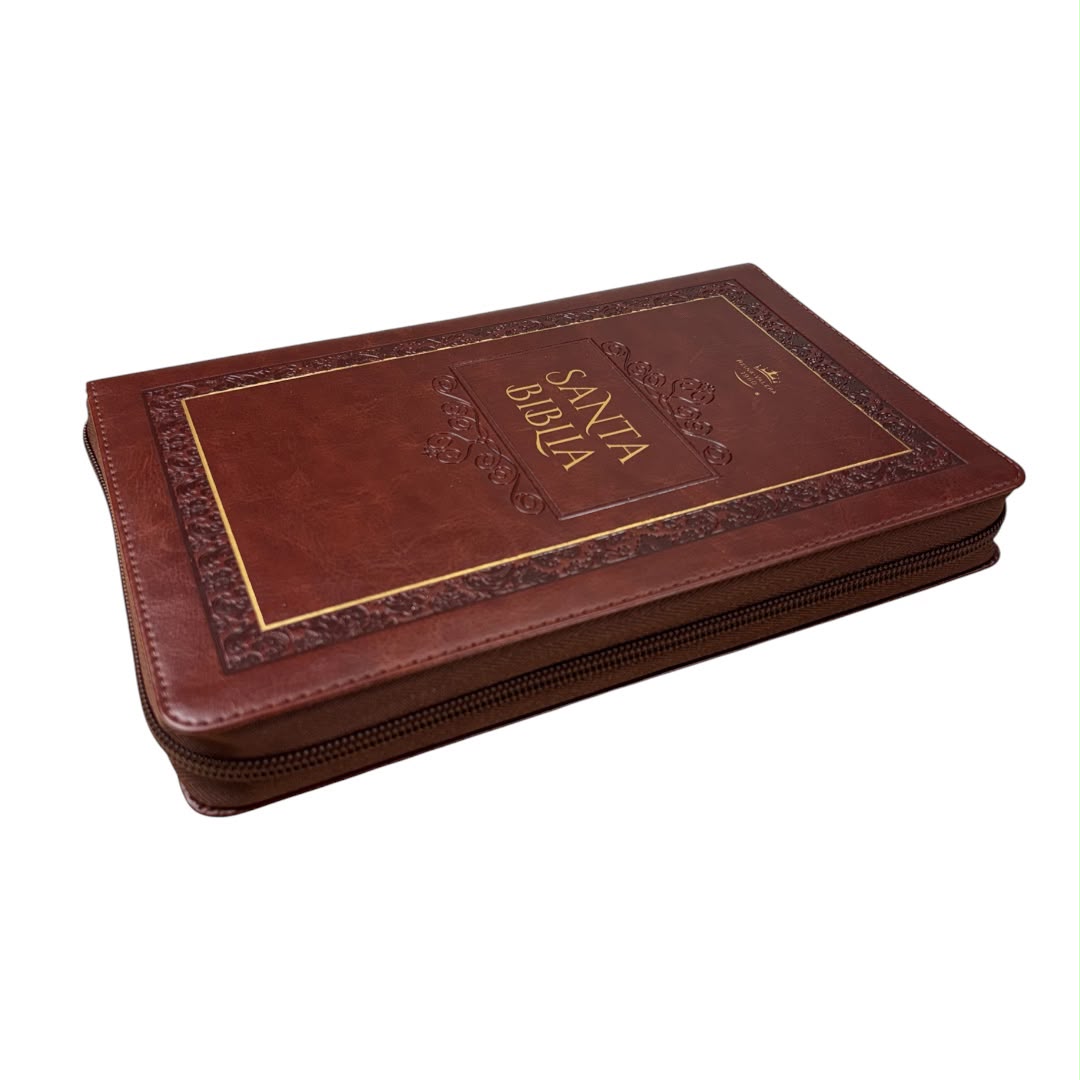 Biblia Rvr1960 obsequios y premios marron elegante imitacion piel c/cierre