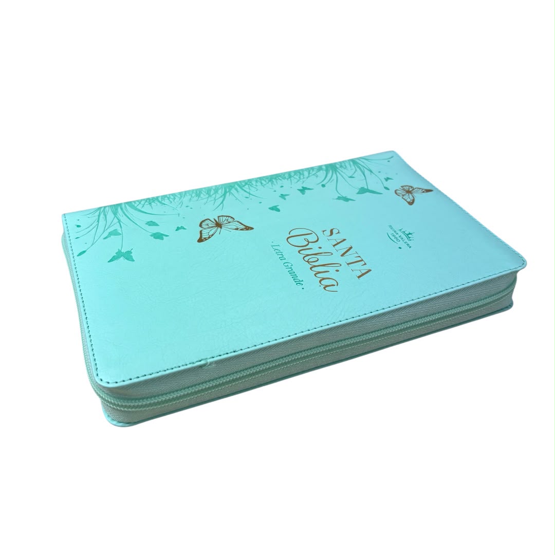 Biblia Rvr1960 obsequios y premios turquesa mariposa c/cierre