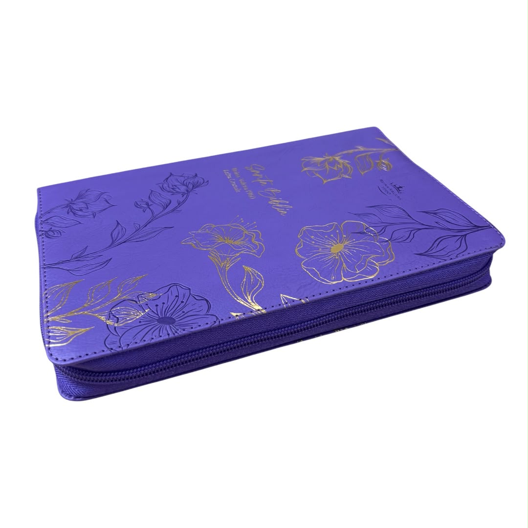 Biblia Rvr1960 obsequios  y premios morado flores imitacion piel c/cierre