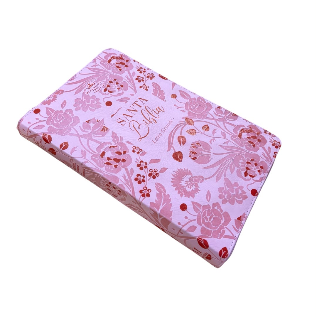 Biblia obsequios y premios RVR60 Rosa floral  Imitación Piel/ Cierre