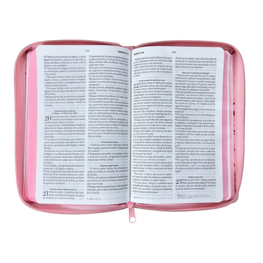 Biblia obsequios y premios RVR60 Rosa floral  Imitación Piel/ Cierre