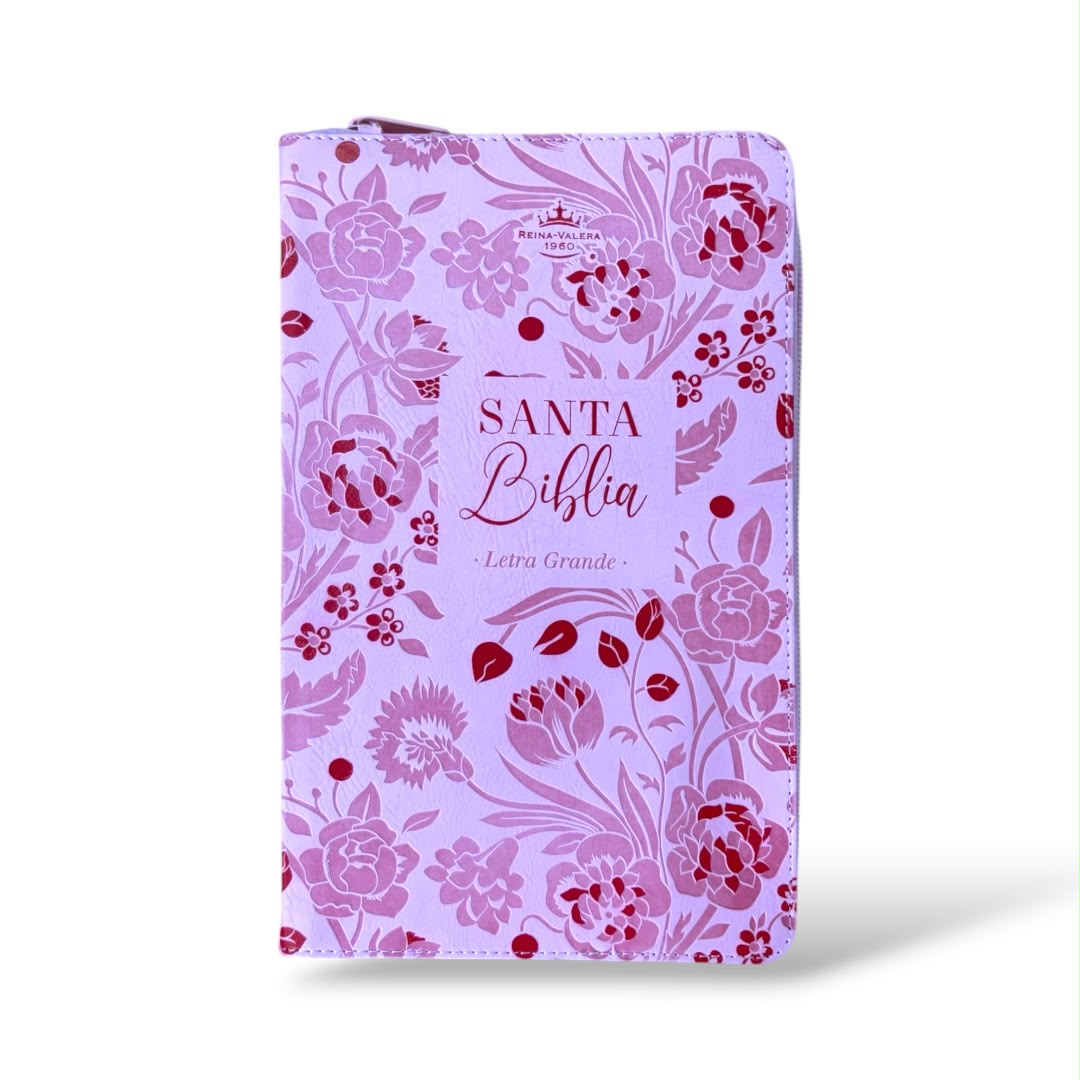 Biblia obsequios y premios RVR60 Rosa floral  Imitación Piel/ Cierre