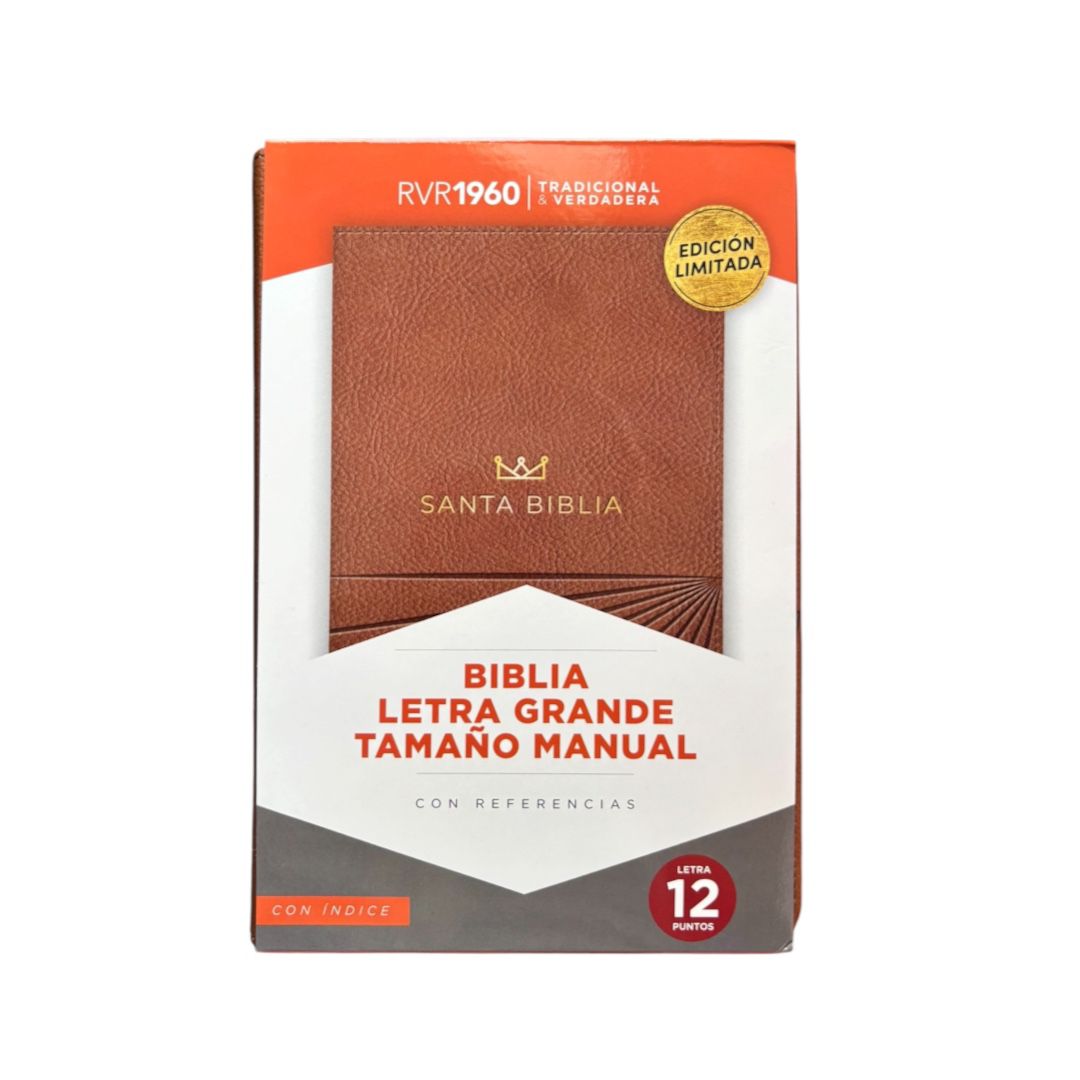 Biblia Reina valera 1960 letra grande tamaño manual c/ indice imitacion piel terracota