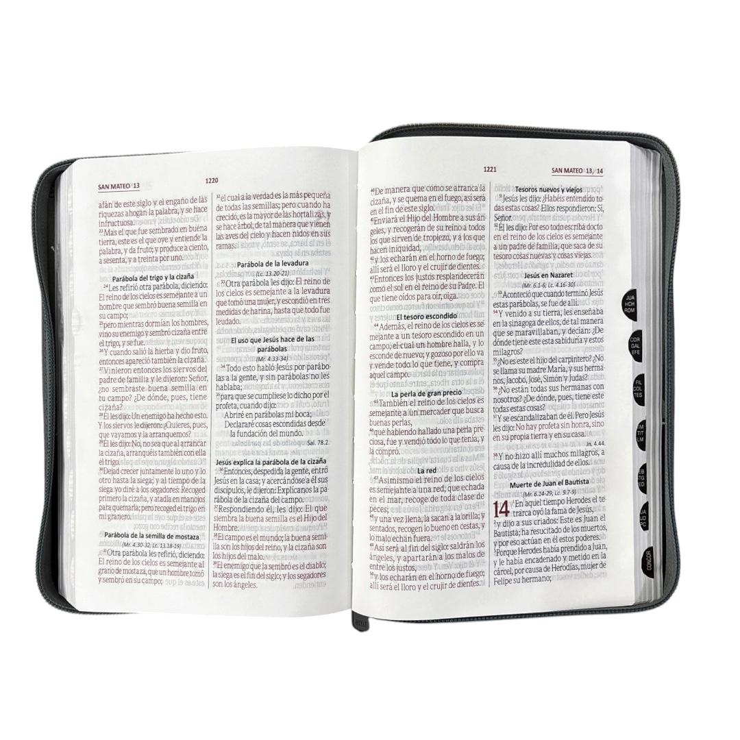 Biblia Reina valera 1960 Letra grande imitacion piel gris/negro QR Levítico