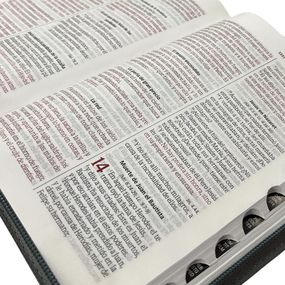 Biblia Reina valera 1960 Letra grande imitacion piel gris/negro QR Levítico