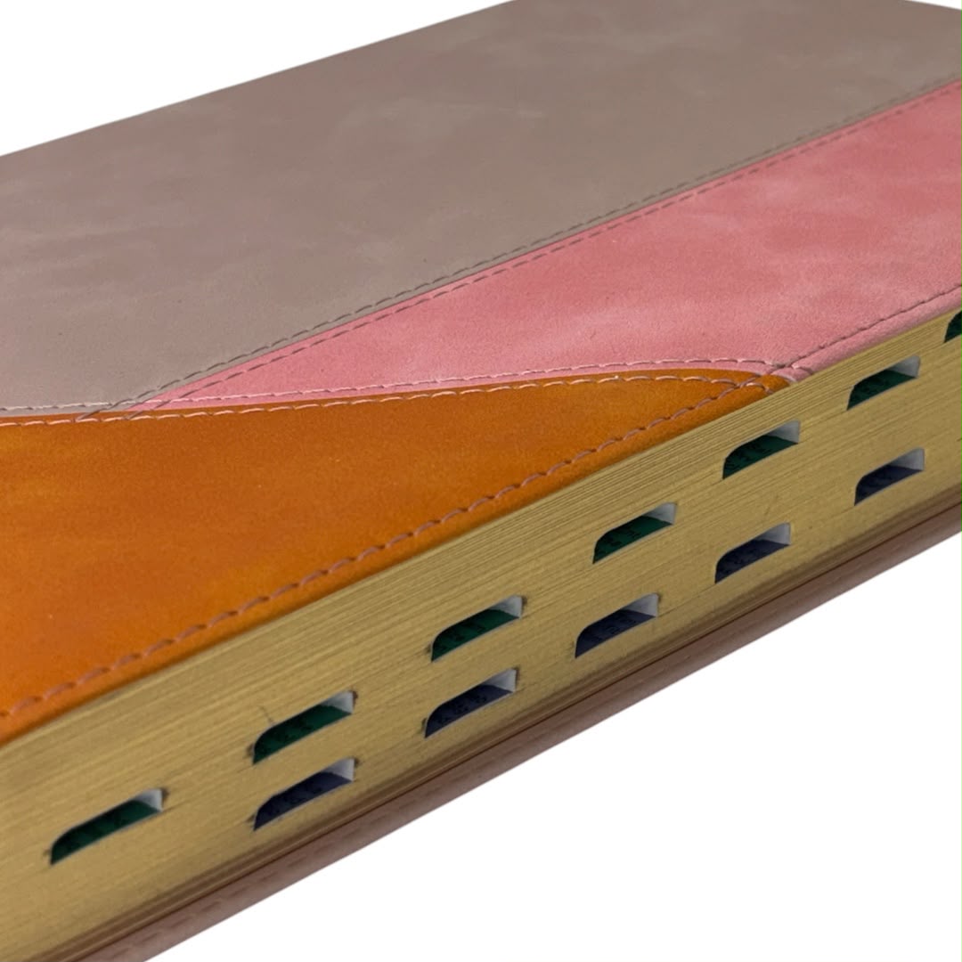 Biblia de estudio arcoiris rosa cuarzo simil piel c/ índice Levítico