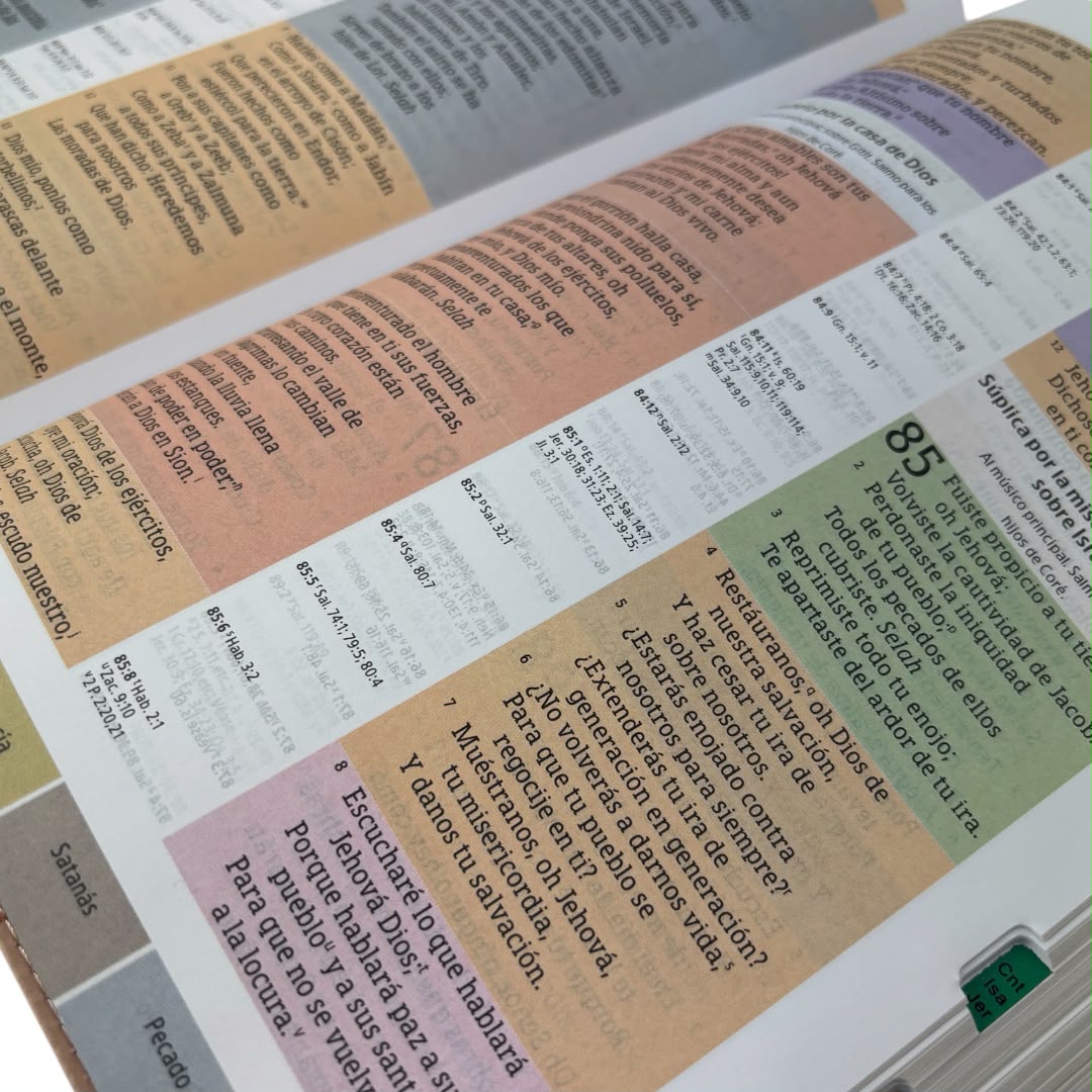 Biblia de estudio arcoiris rosa cuarzo simil piel c/ índice Levítico