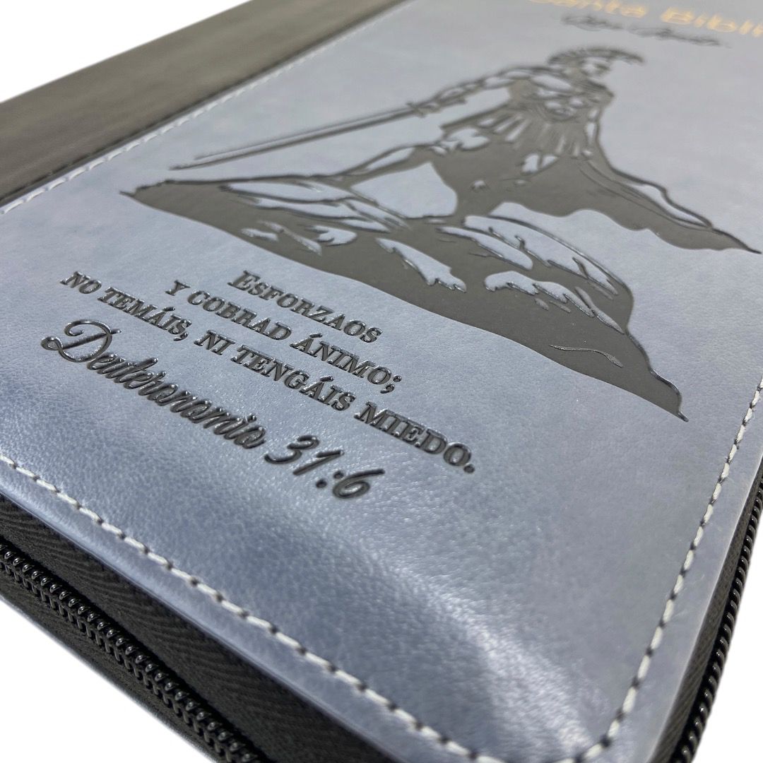 BIBLIA RVR 1960 LETRA GIGANTE MANUAL GRIS/ NEGRO CIERRE "ESFORZAOS "