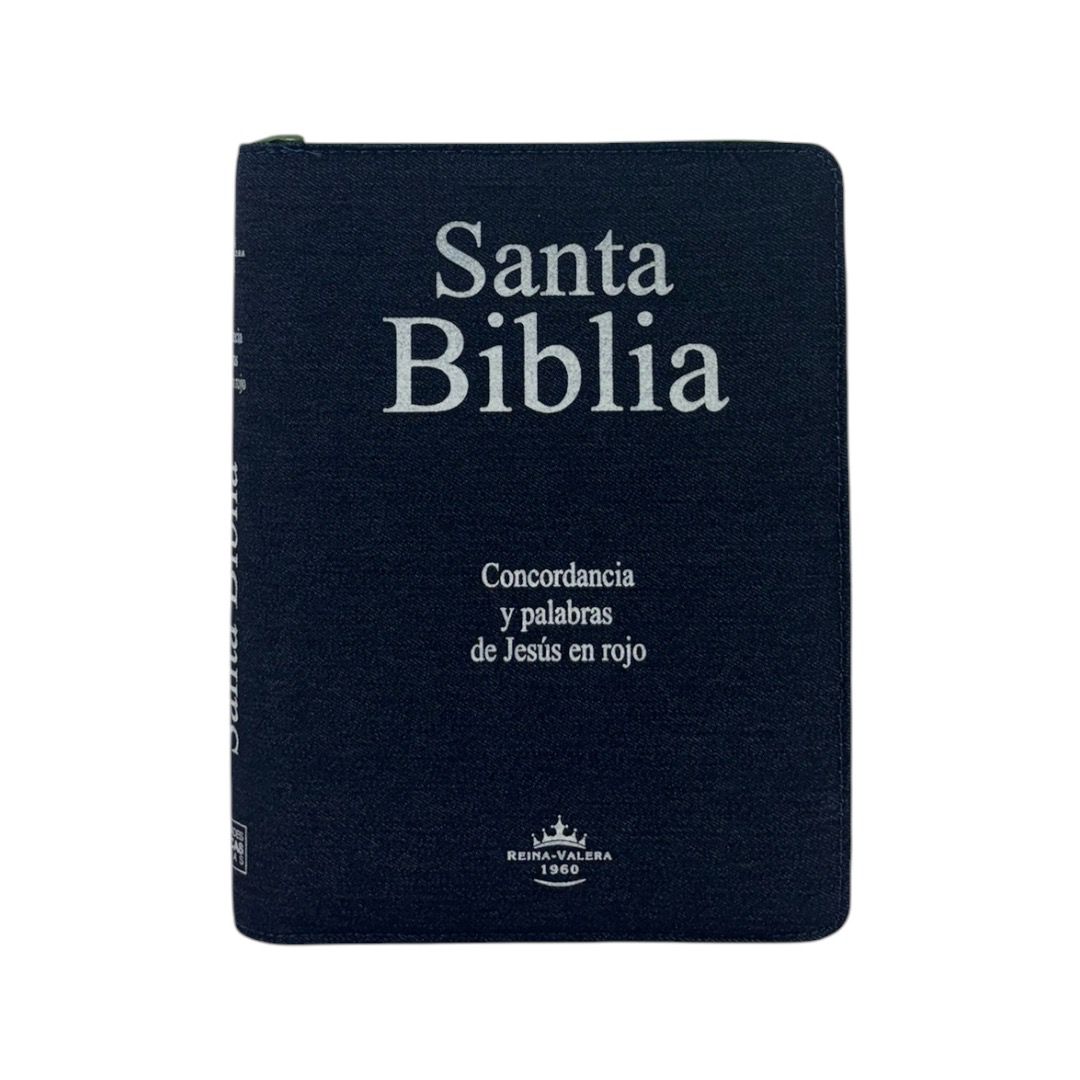Santa Biblia RVR1960 Jeans Azul c/cierre Gigante