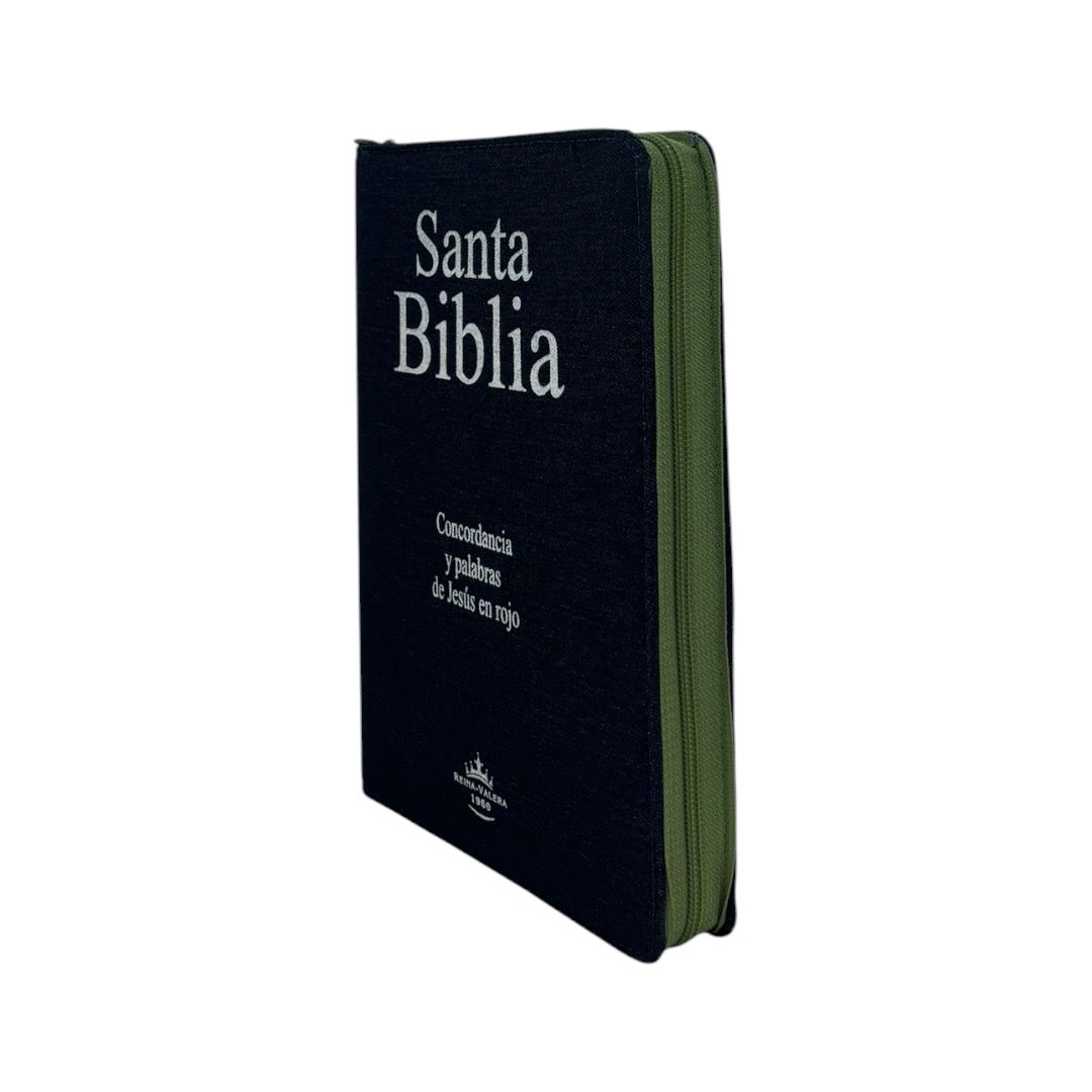Santa Biblia RVR1960 Jeans Azul c/cierre Gigante