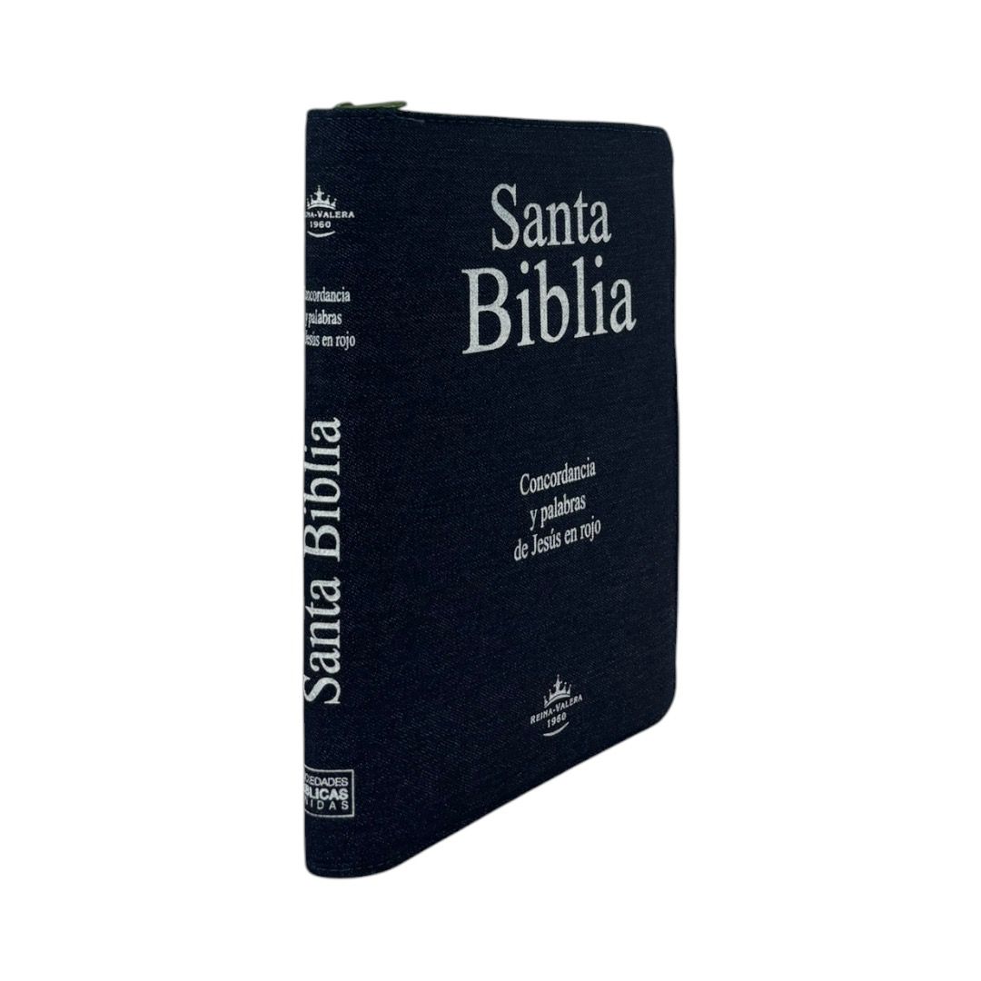 Santa Biblia RVR1960 Jeans Azul c/cierre Gigante