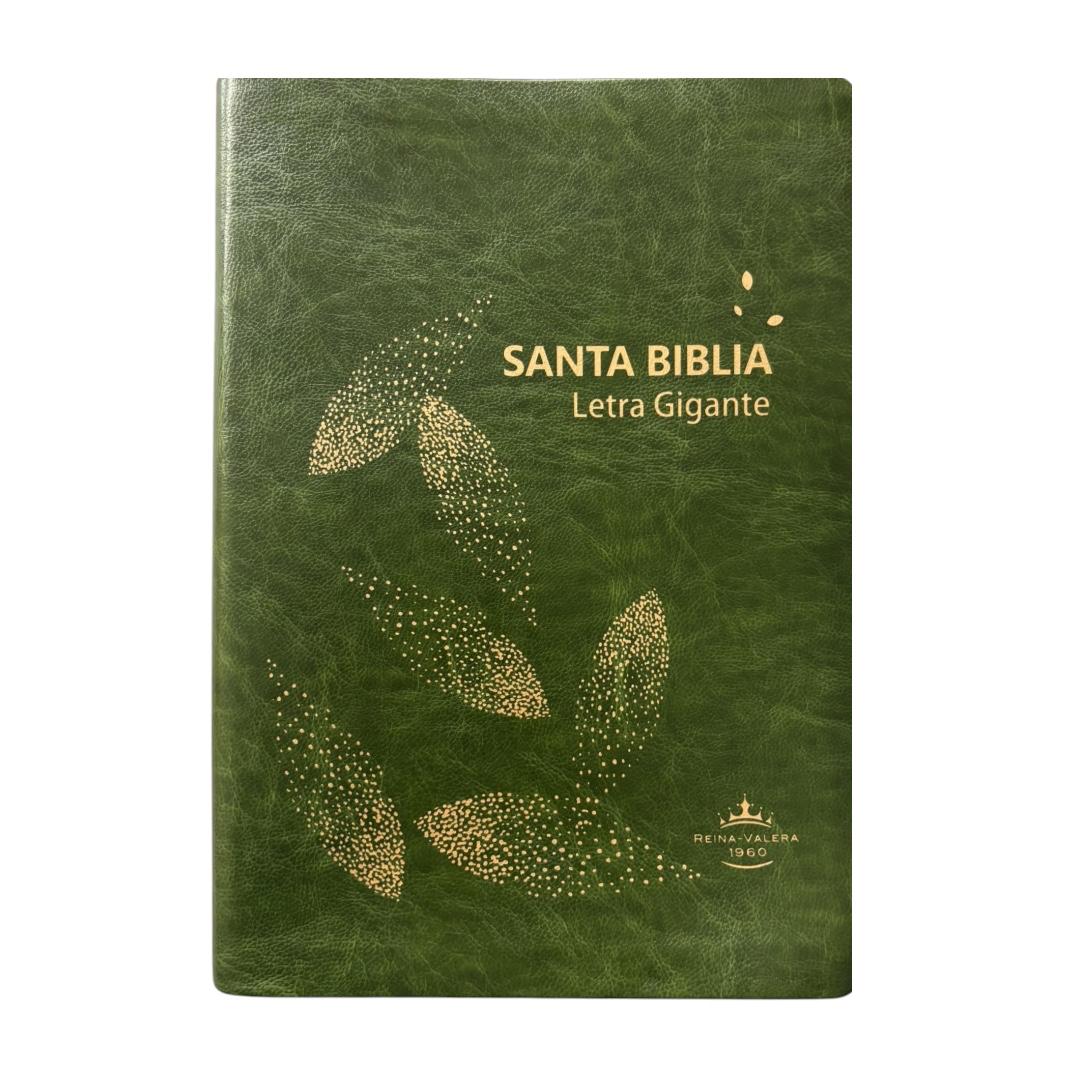 Biblia Reina Valera 1960 letra gigante imitación piel hojas VERDE