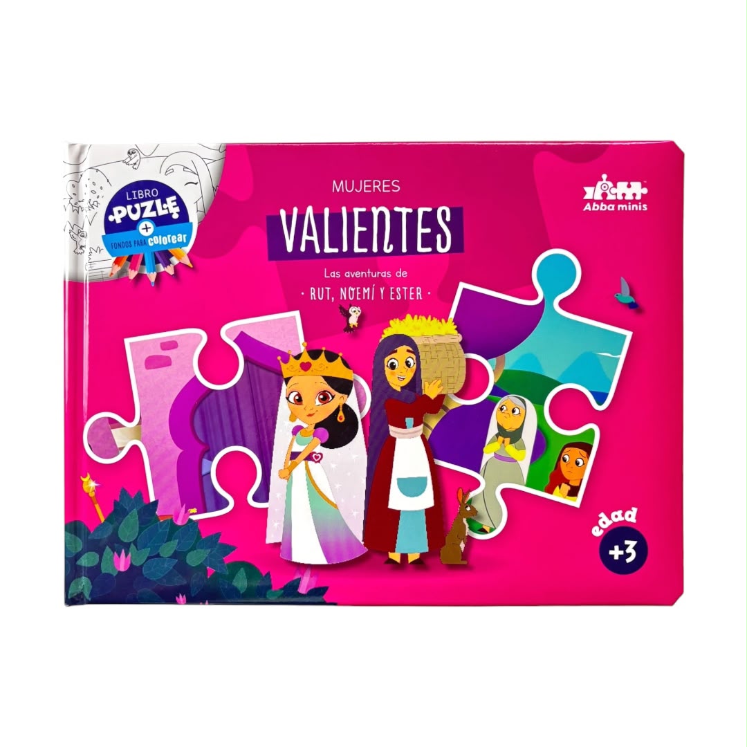 Libro Infantil Bíblico Puzle: Rompecabezas mas fondos para colorear Valientes