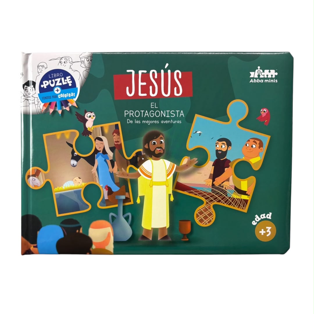 Libro Infantil Bíblico Puzle: Rompecabezas mas fondos para colorear Jesus