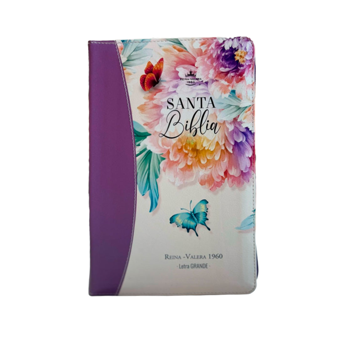 Biblia con Cierre Letra Grande 12 puntos para Mujer RV1960 lila con indice