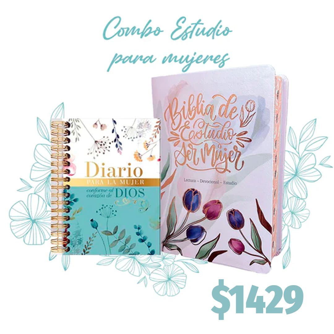 COMBO ESTUDIO DIARIO+BIBLIA TULIPANES PARA MUJERES