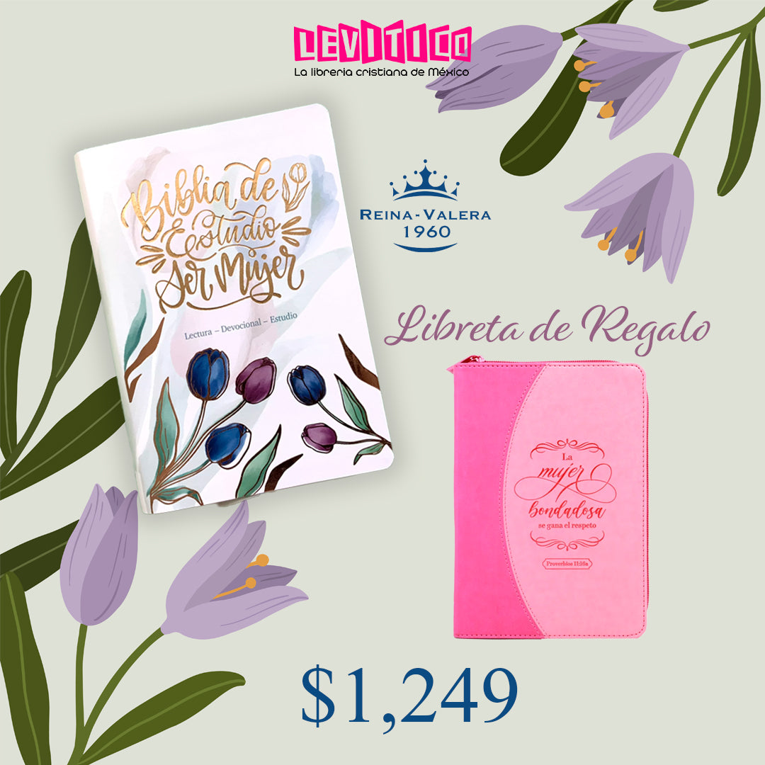 Biblia de estudio ser Mujer flores RVR1960 + REGALO