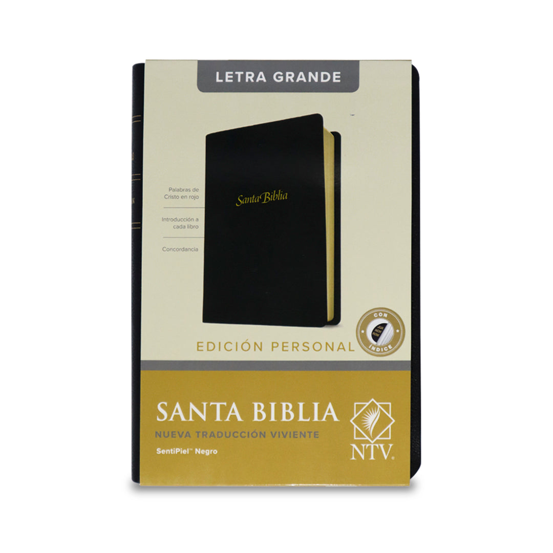 Santa Biblia NTV, Edición personal, letra grande  Sentipiel, Negro