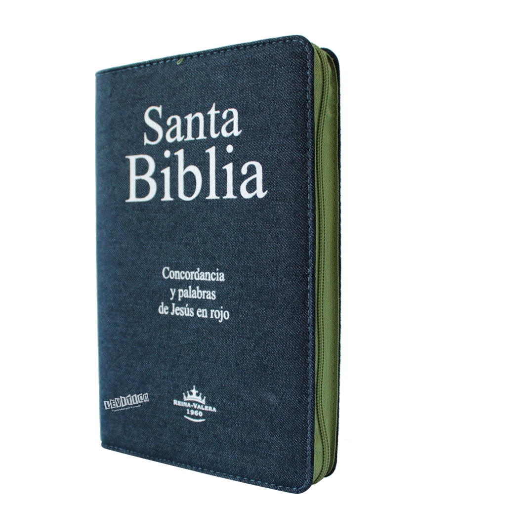 Santa Biblia RVR1960 Letra grande Mezclilla c/cierre c/indice