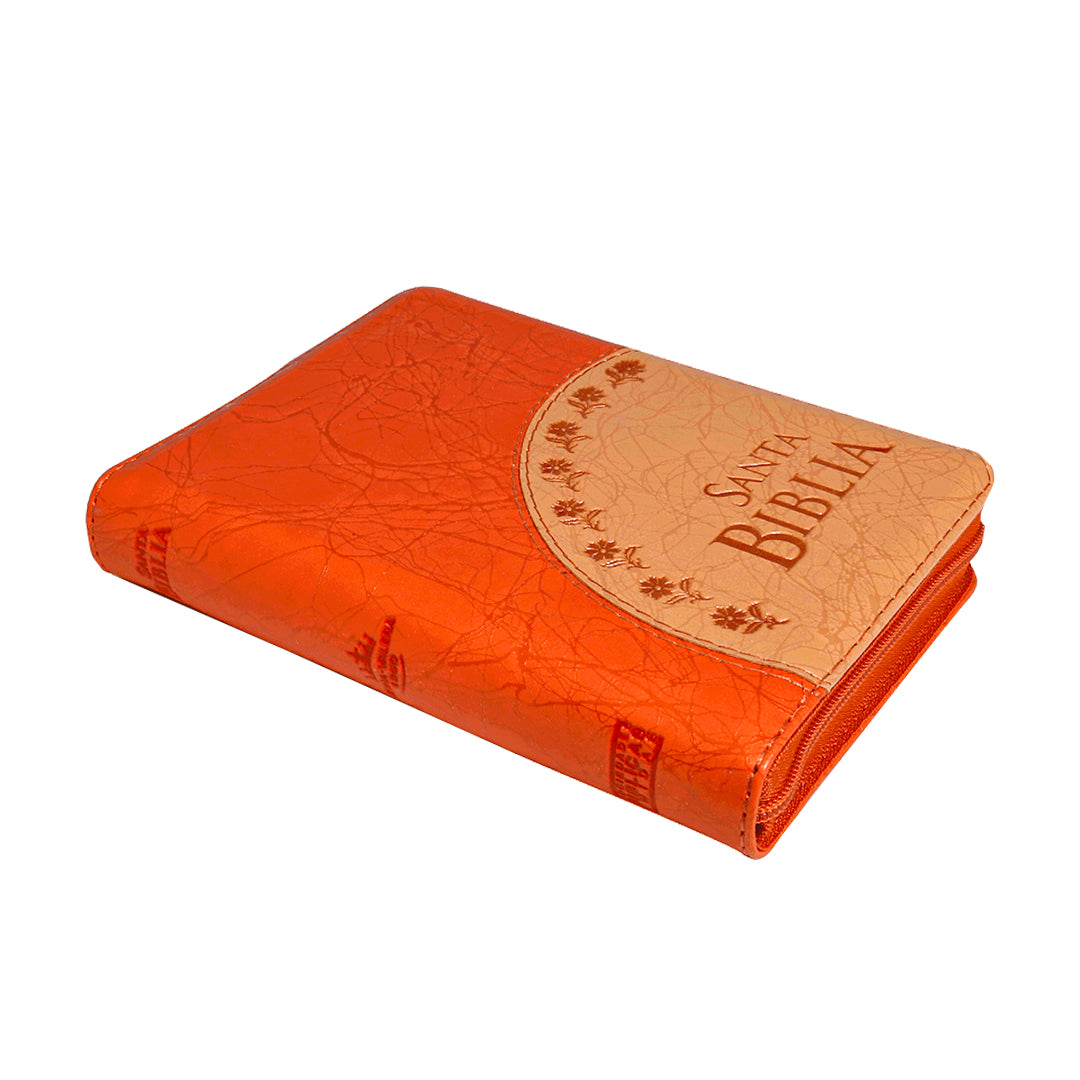 SANTA BIBLIA RV1960 COMPACTA IMITACION PIEL NARANJA C/ CIERRE