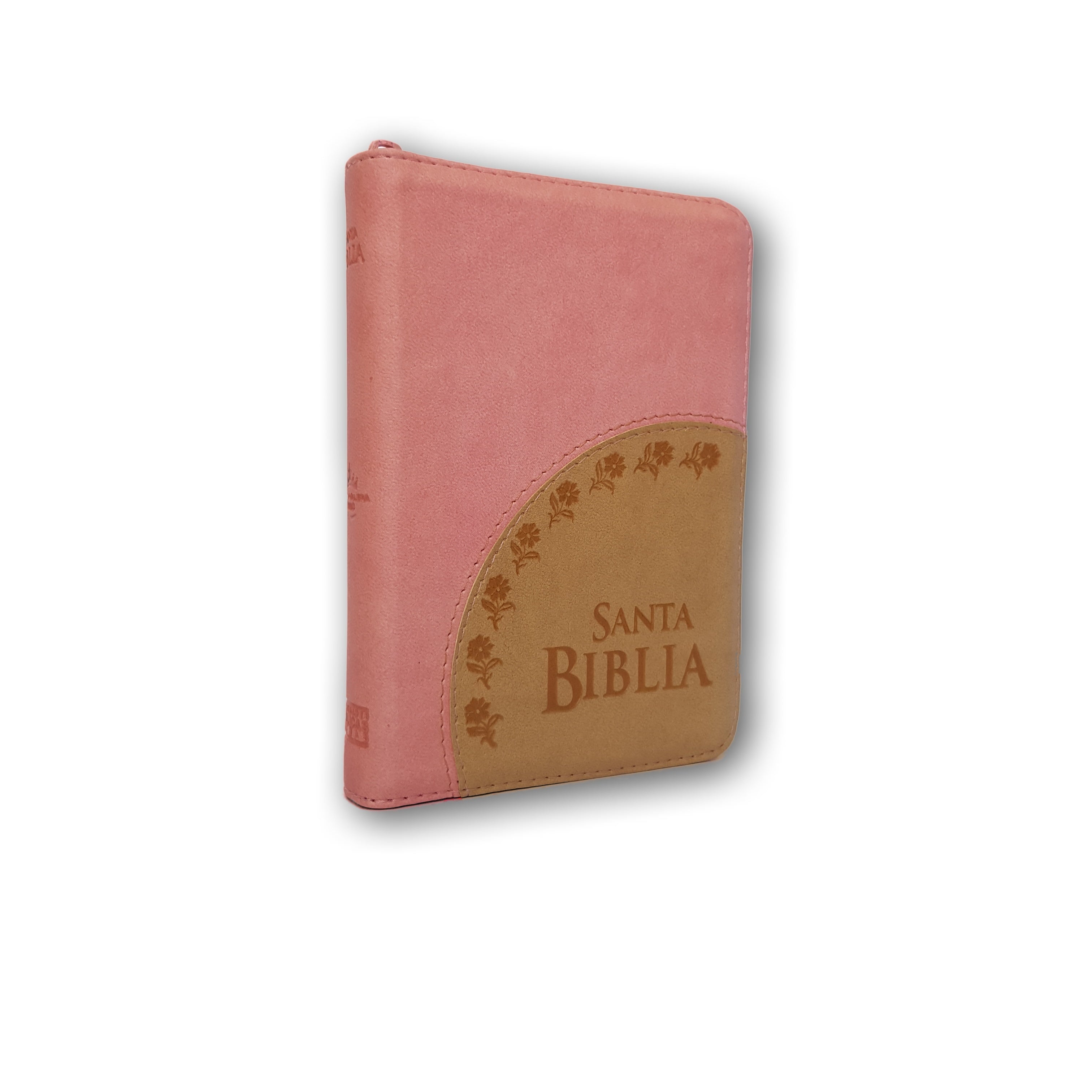 Santa Biblia RVR1960 Compacta Beige/Rosa c/cierre