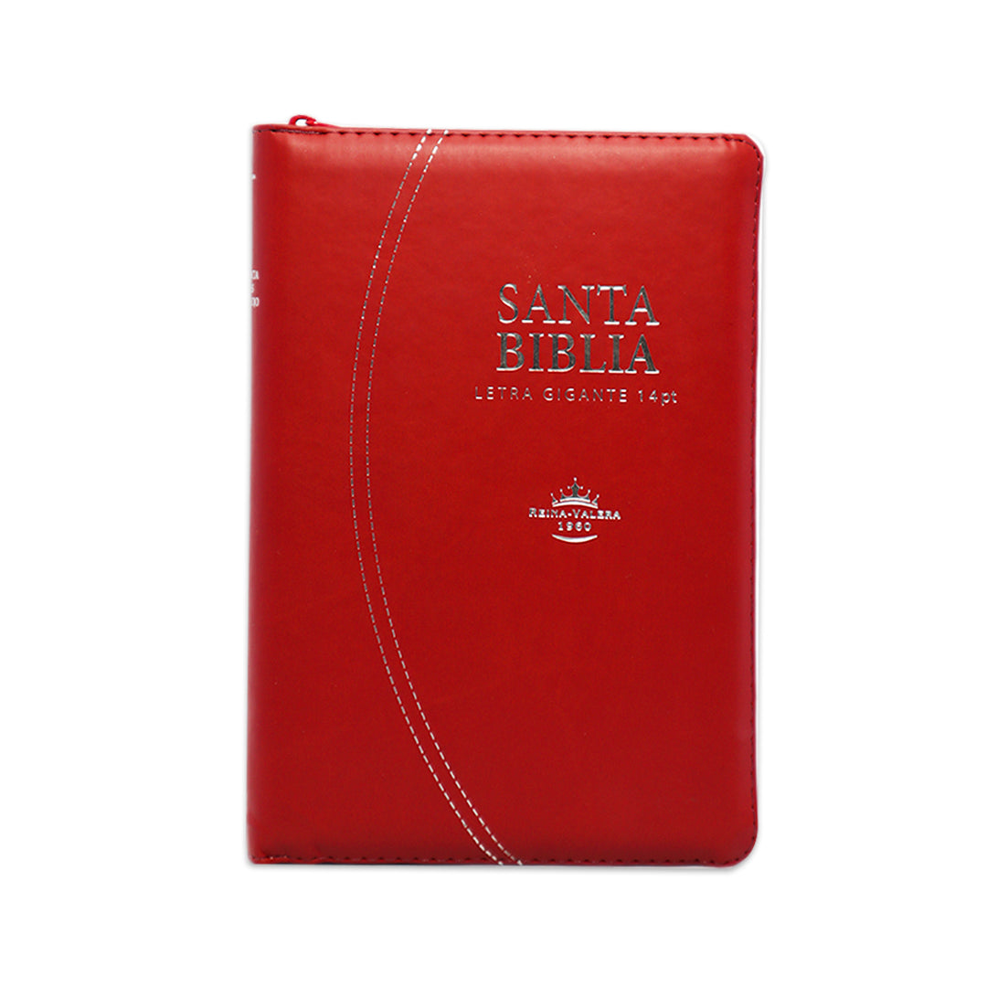 santa biblia rvr1960 tamaño manual  letra gigante rojo  c/indice/cierre