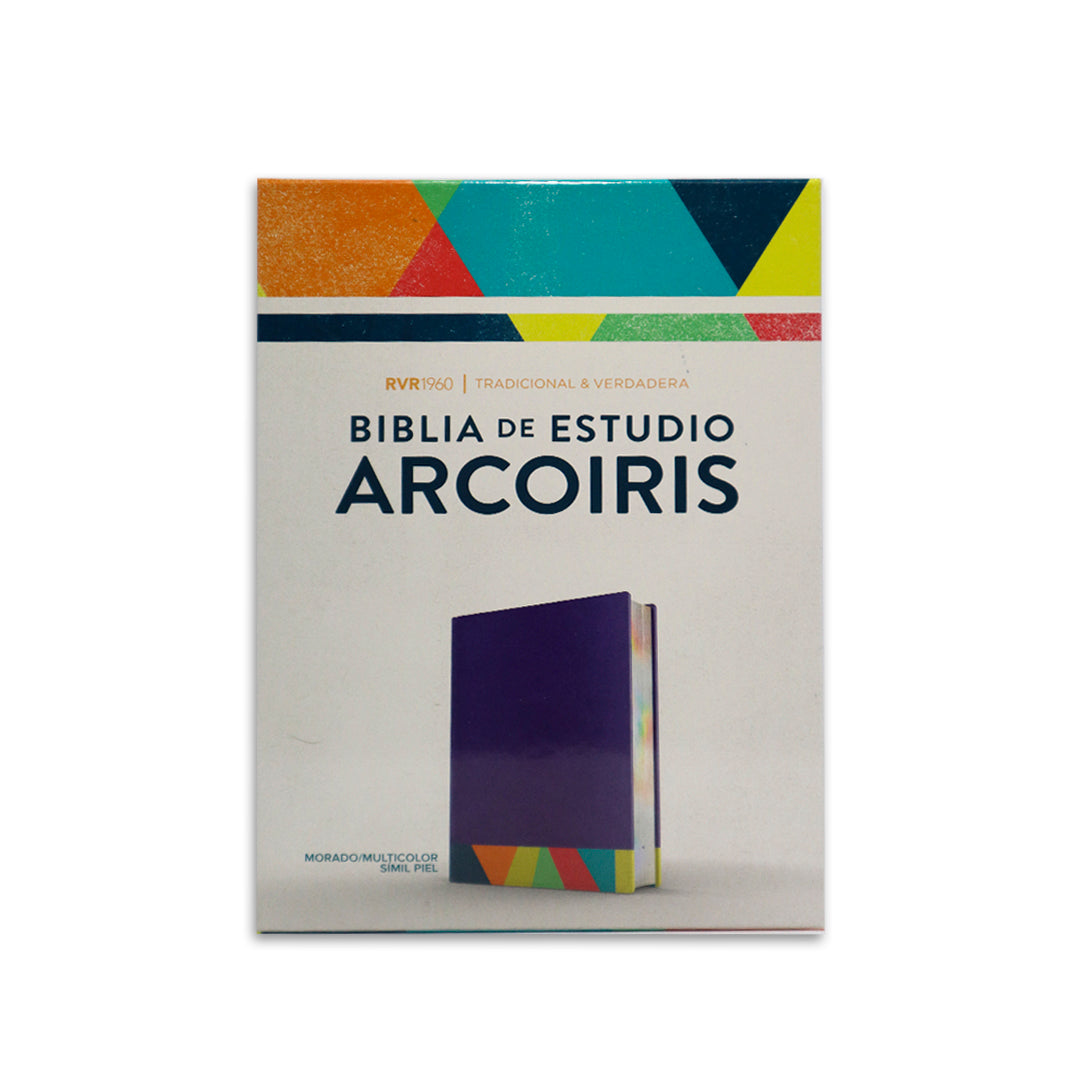 BIBLIA DE ESTUDIO ARCOIRIS  RVR1960 SIMIL PIEL MORADO/ MULTICOLOR