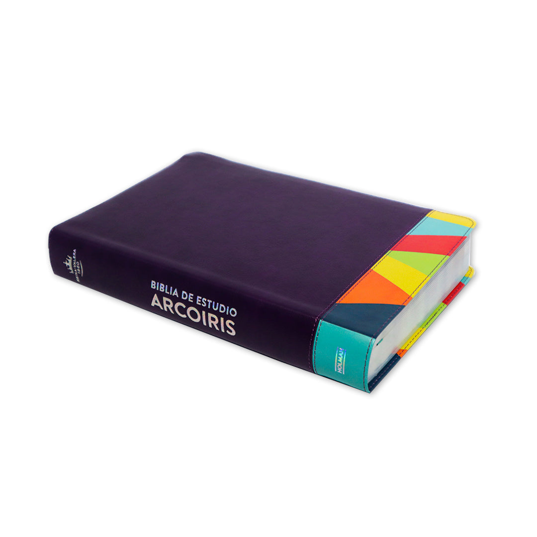 BIBLIA DE ESTUDIO ARCOIRIS  RVR1960 SIMIL PIEL MORADO/ MULTICOLOR