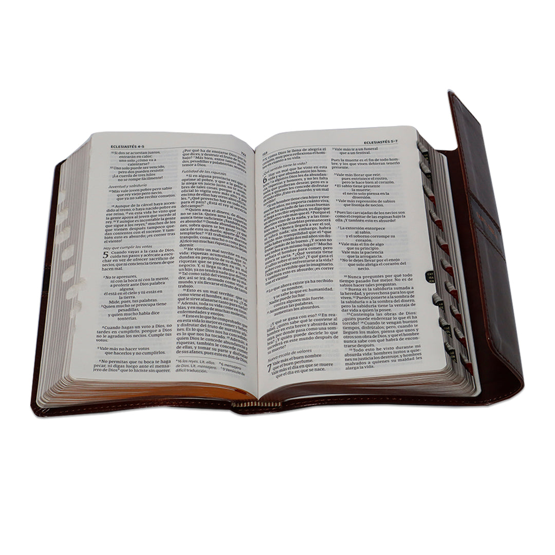 BIBLIA NVI COMPACTA LETRA GRANDE MARRON  SIMIL PIEL C/ INDICE  SOLAPA IMAN
