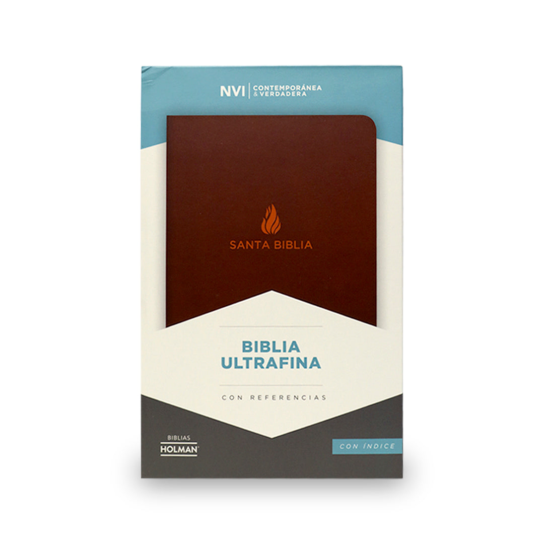 Biblia Ultrafina, NVI marrón piel fabricada con índice
